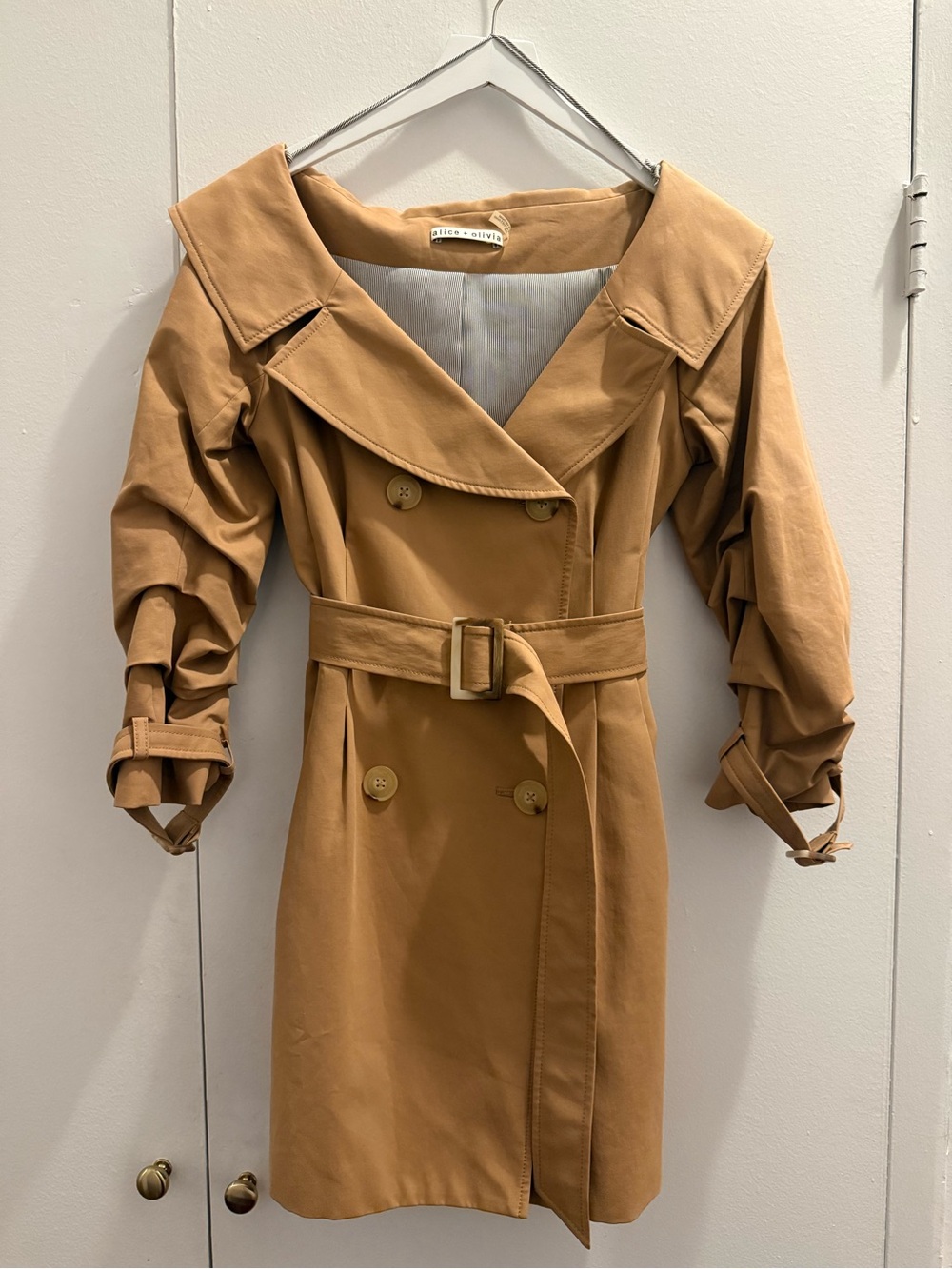 Alice + Olivia Tan Trench Coat with Belt